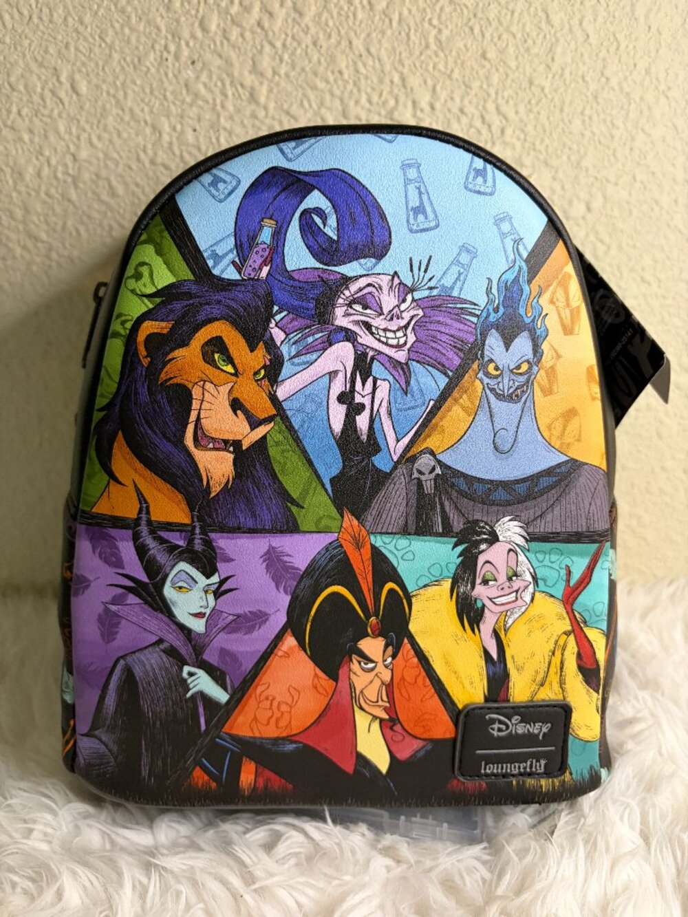 Loungefly Disney Villains Scar Hades Maleficent Cruella Mini Backpack NWT